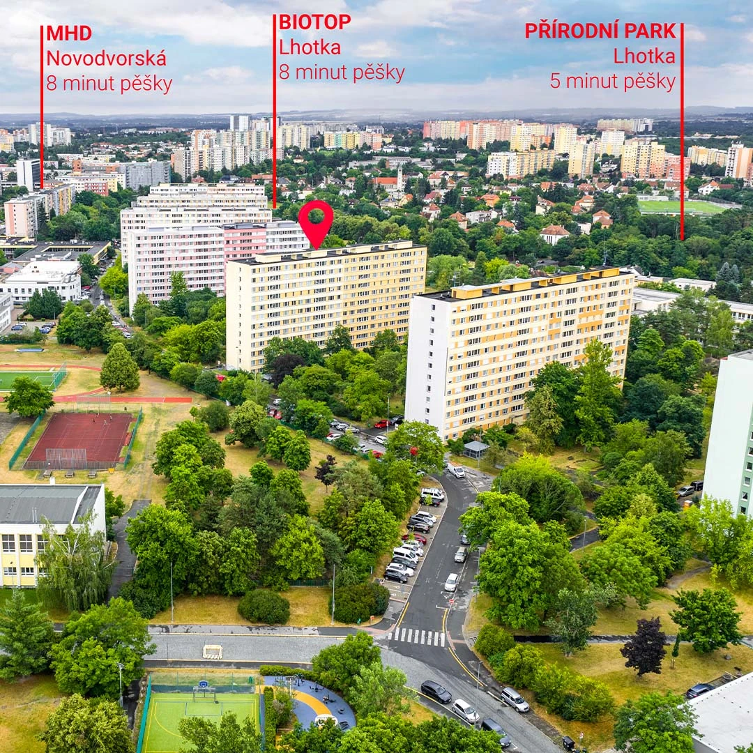 <span class="text-primary">Byt se nachází v klidné čtvrti Braník</span>, která nabízí rychlou dostupnost do centra Prahy